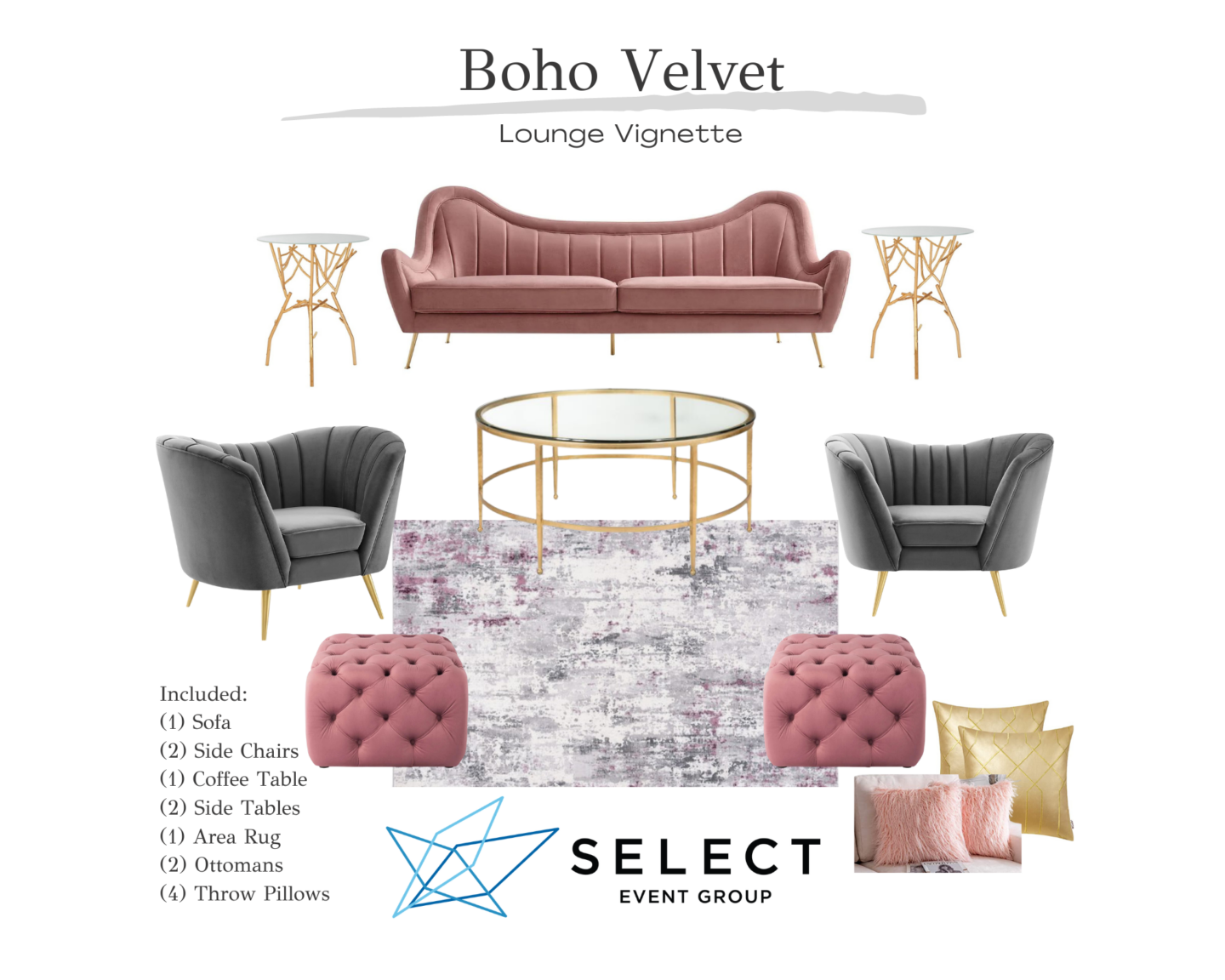 Boho Velvet Furniture Vignettes