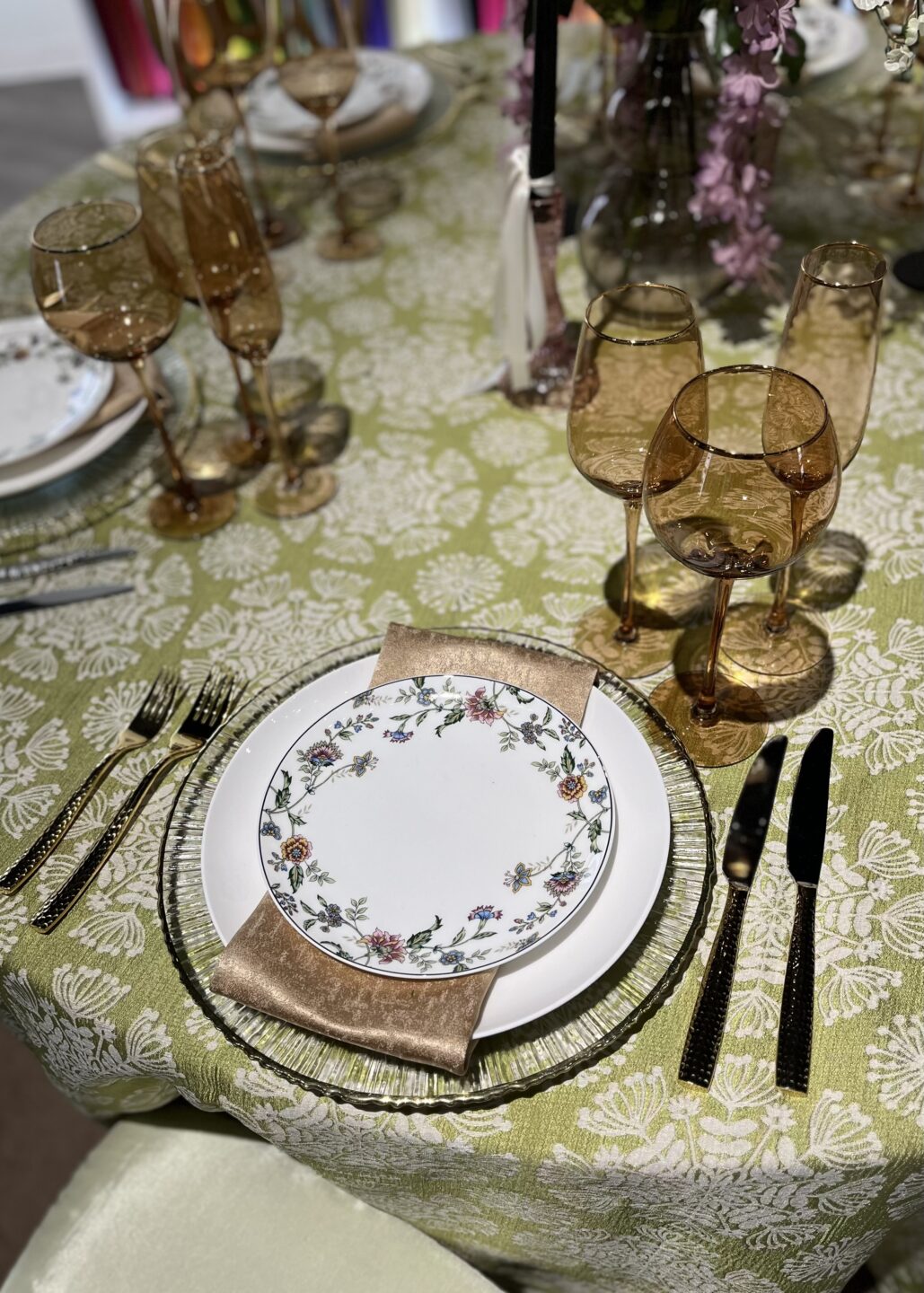 spring tablescape theme event rentals