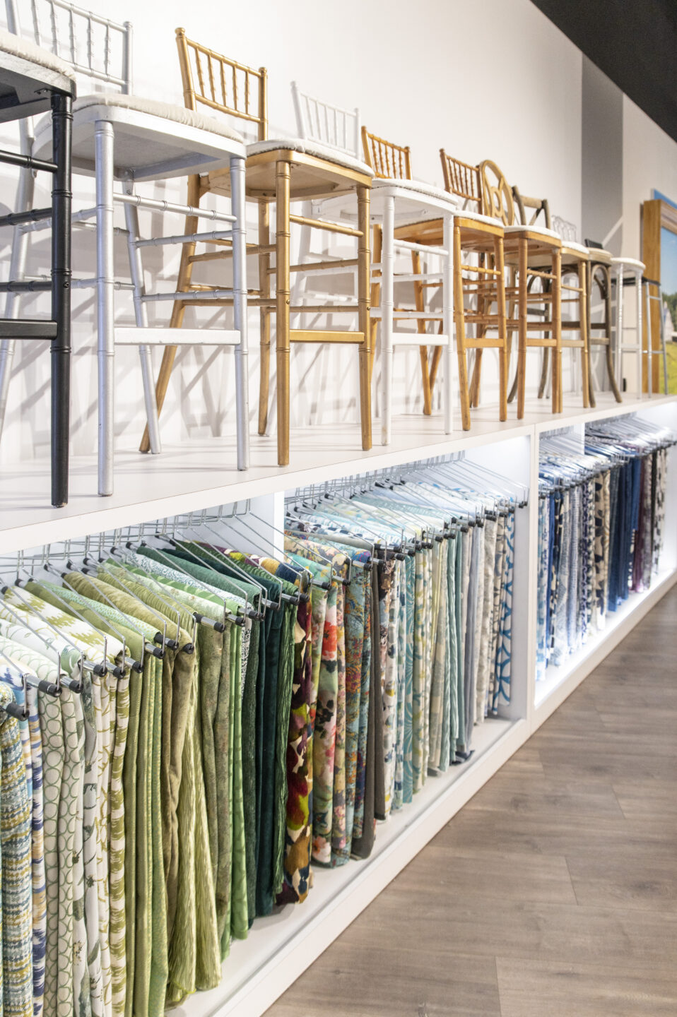 View of chair and linen rentals in SEG design studio