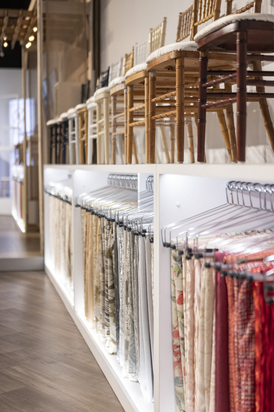 View of chair and linen rentals in SEG design studio